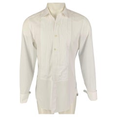 TOM FORD Size M White Cotton Tuxedo Long Sleeve Shirt