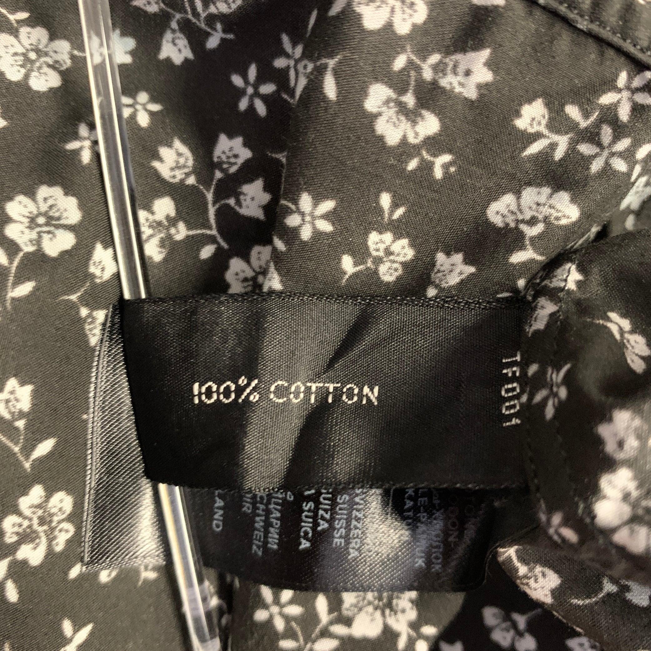 TOM FORD Größe S Schwarz Weiß Geblümtes Baumwollhemd mit langen Ärmeln im Angebot 3