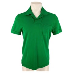 TOM FORD Size S Green Pique Buttoned Collar Polo