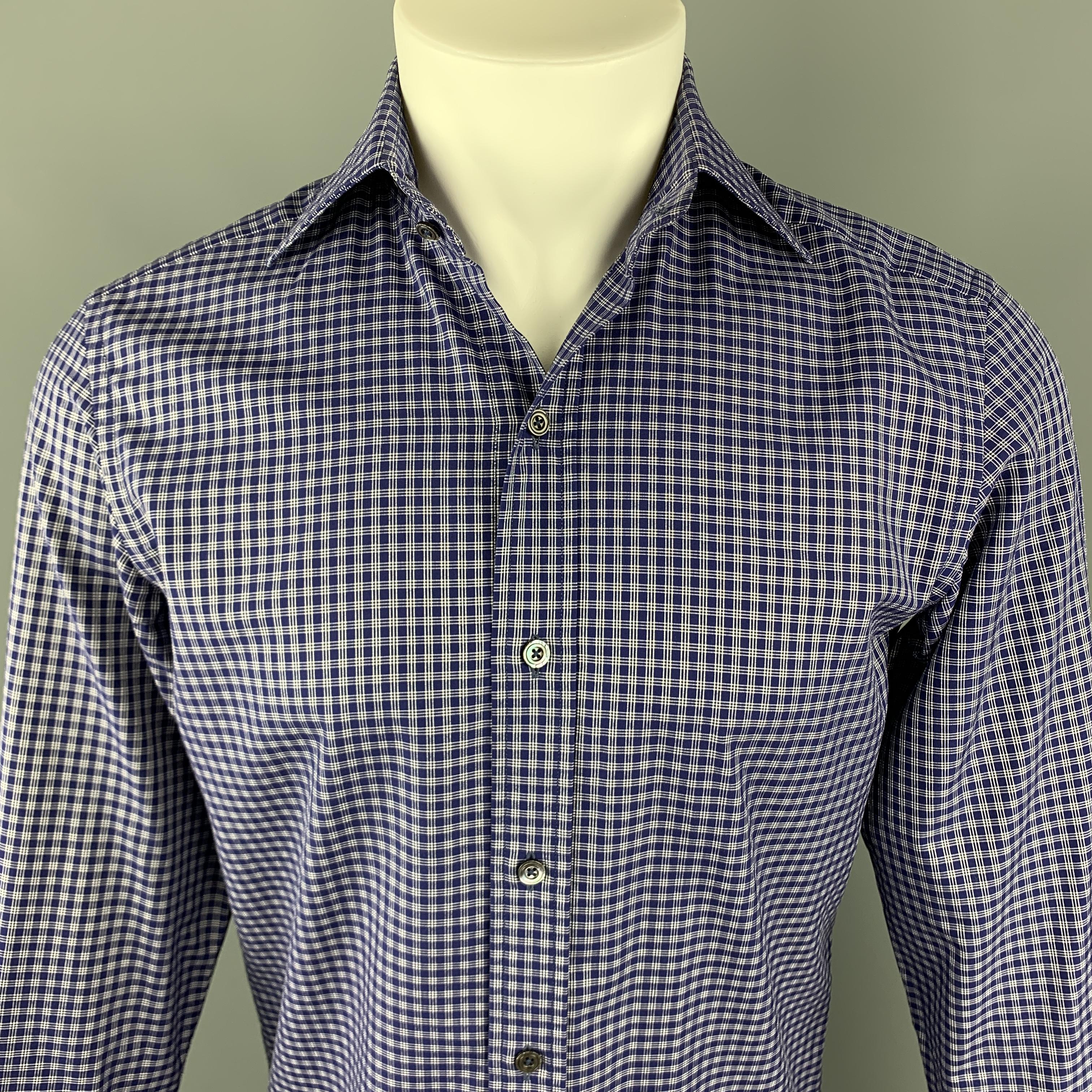 Chemise Homme Tom Ford Manches Longues - Col Boutonné, Poignets Mousquetaires, Taille 17.5/44, Occasion Très Bon état