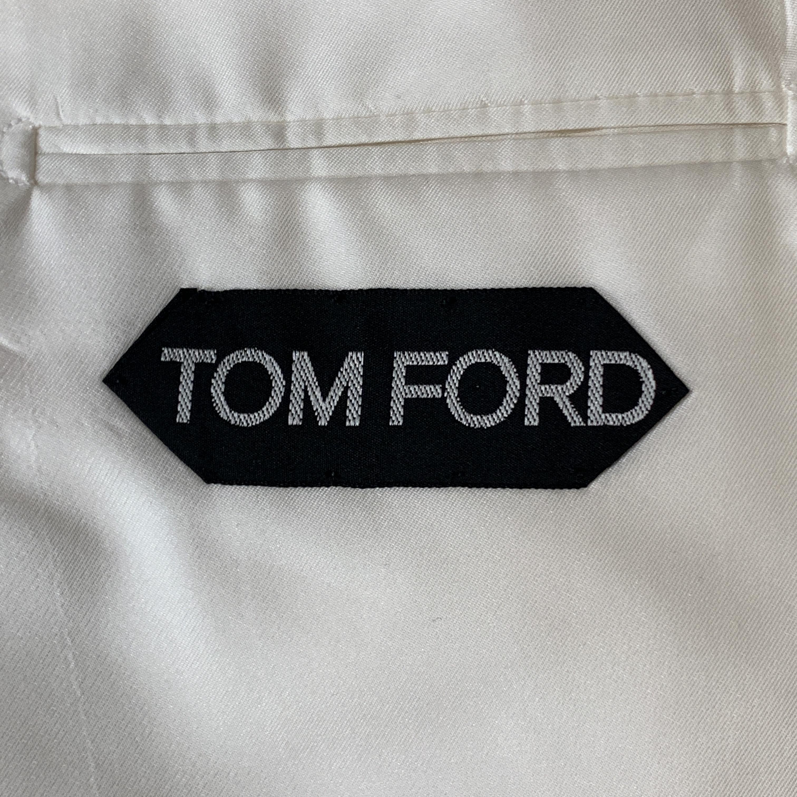 TOM FORD Size US 48 IT 58 R Cream Wool / Mohair Peak Lapel Tuxedo Sport Coat In Excellent Condition In San Francisco, CA