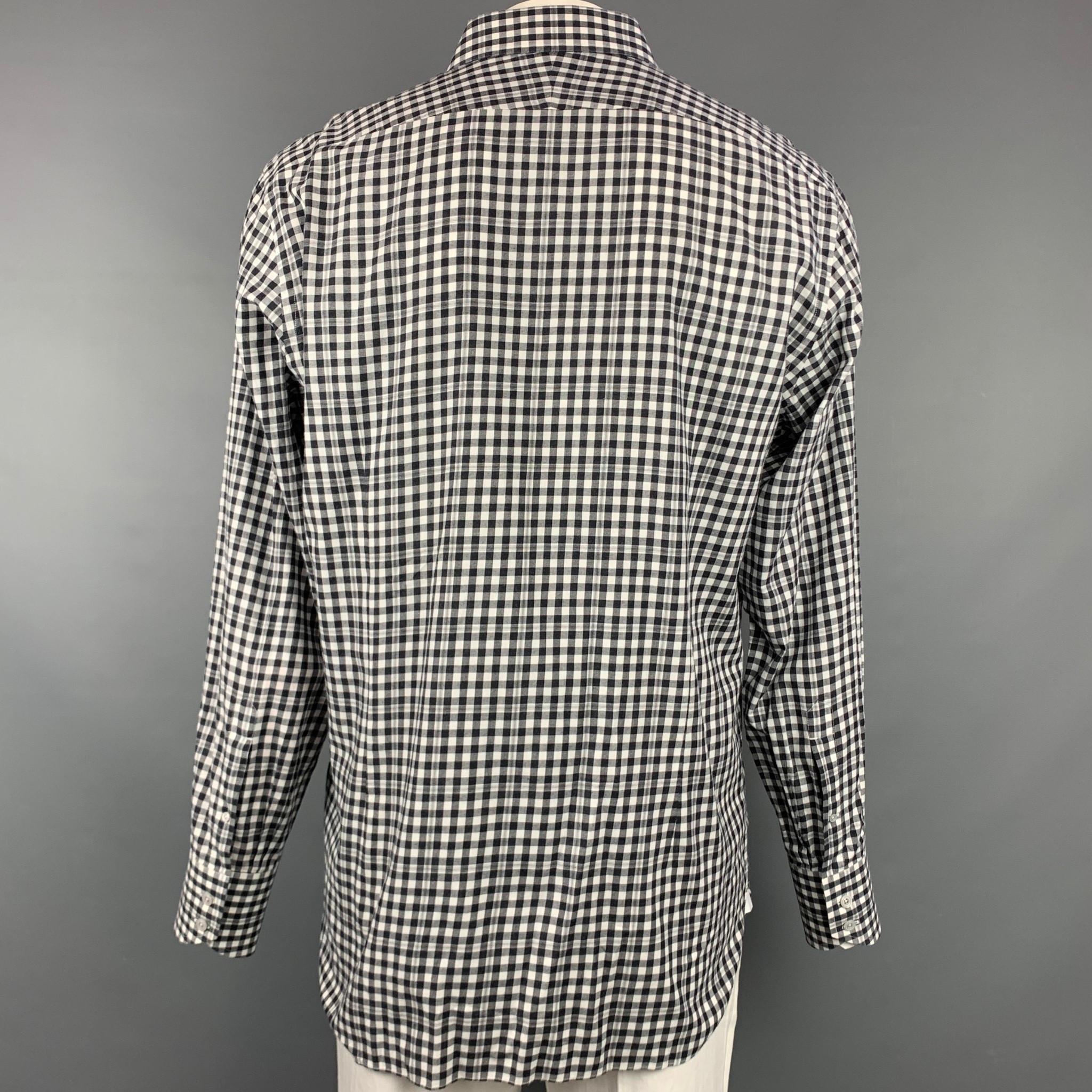Gray TOM FORD Size XL Black & White Checkered Cotton Button Up Long Sleeve Shirt
