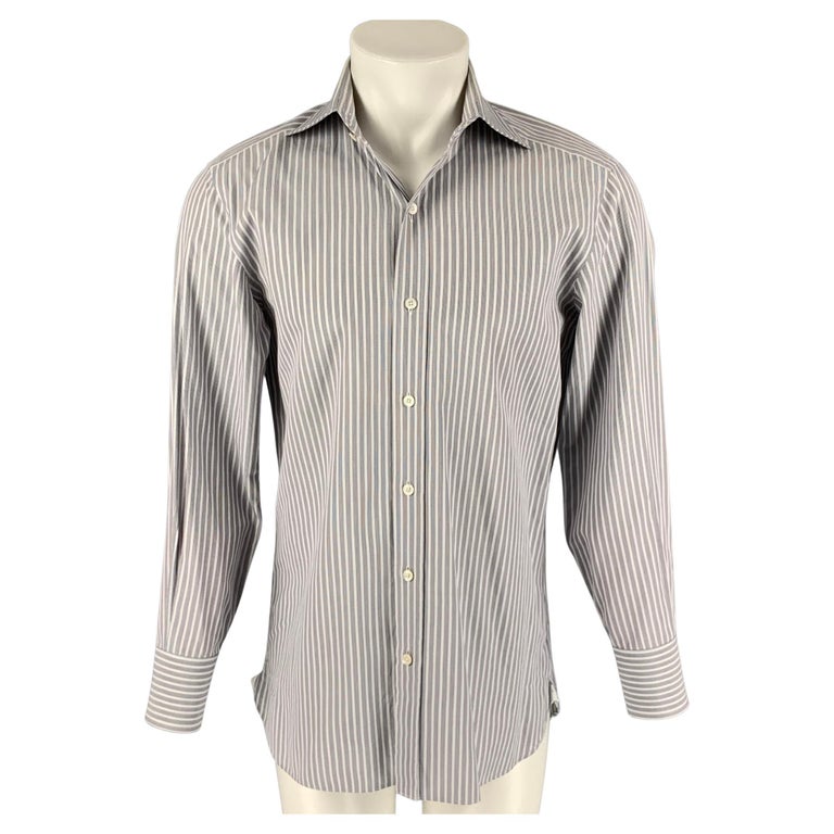 TOM FORD Size XL Black White Checkered Cotton Button Up Long Sleeve ...