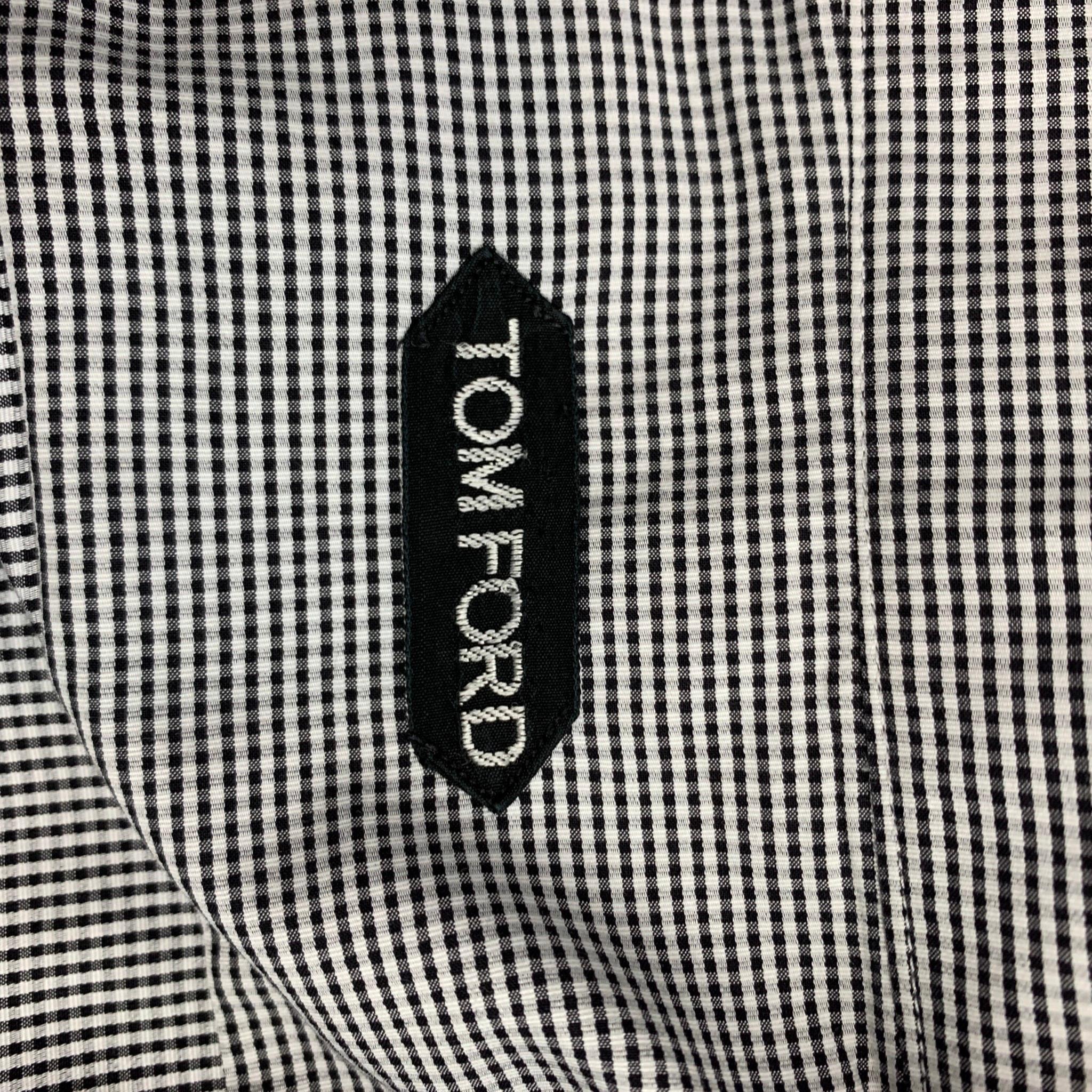 Gray TOM FORD Size XL Black & White Grid Cotton Button Up Long Sleeve Shirt