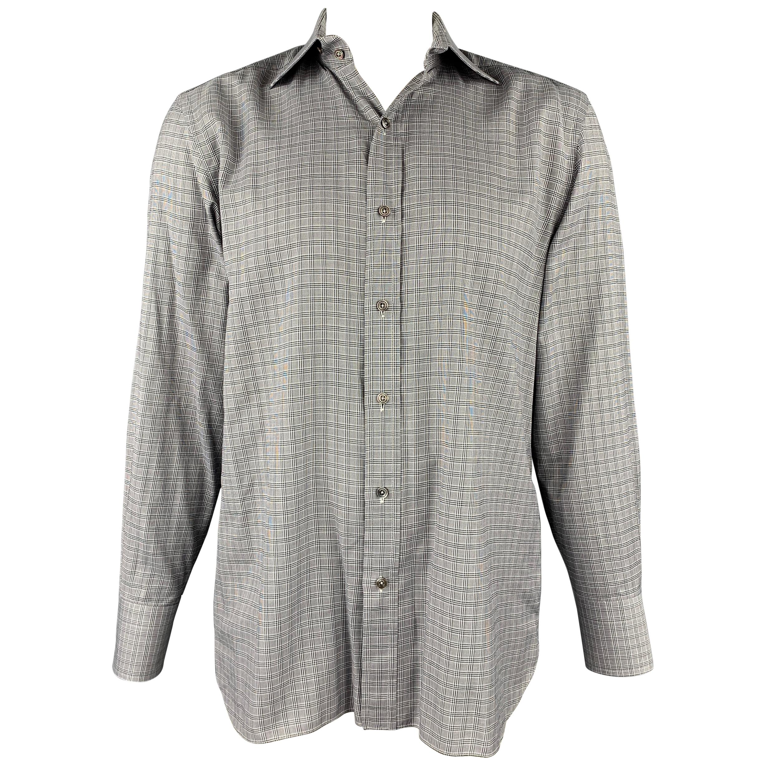 TOM FORD Size L White Window Pane Cotton Button Up Long Sleeve Shirt main image 1