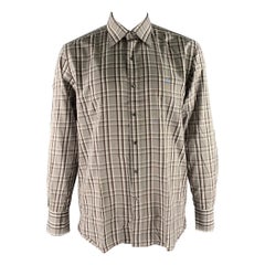 Tom Ford Taglia XL Camicia a maniche lunghe in cotone a quadri marroni