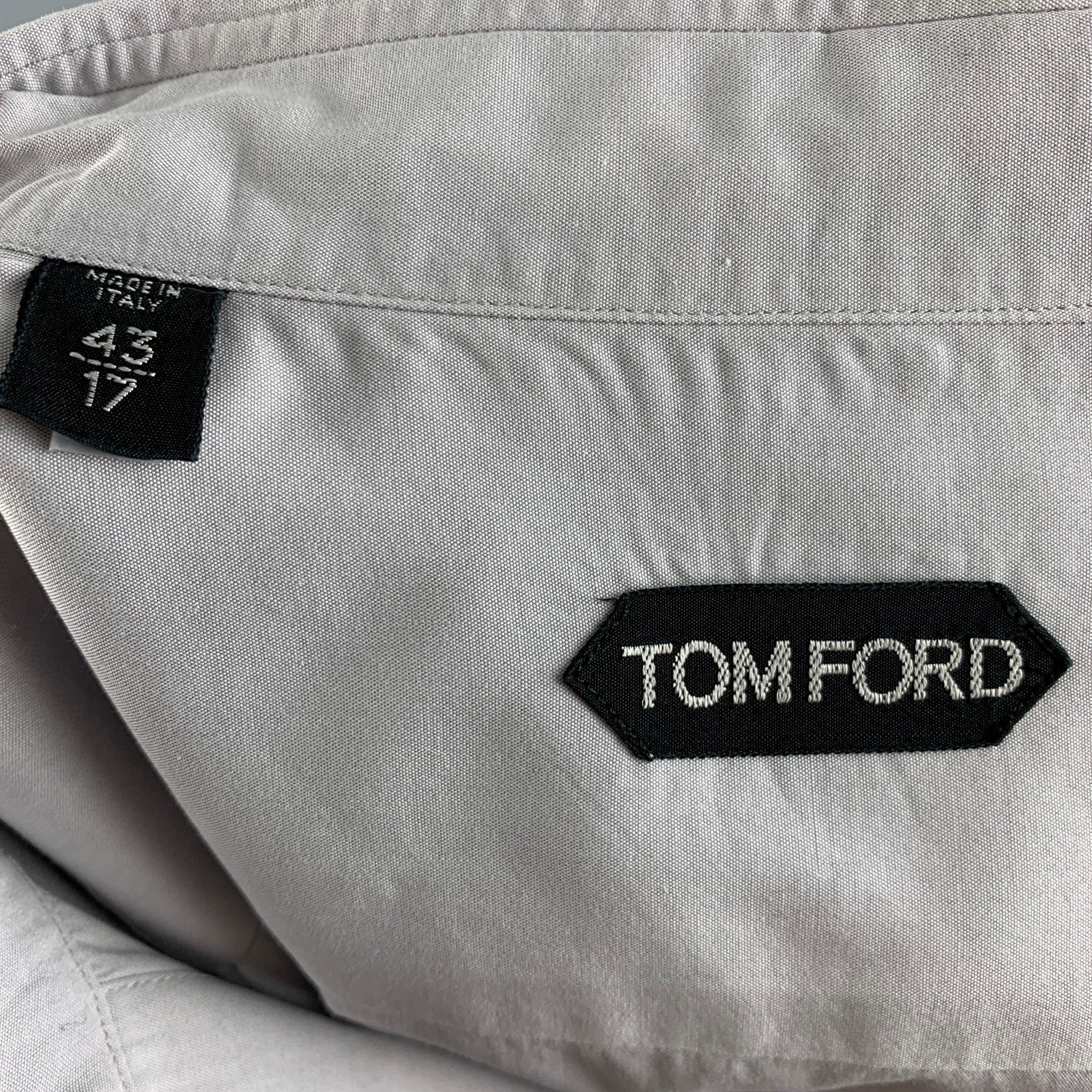 TOM FORD Size XL Grey Cotton Long Sleeve Shirt In Good Condition For Sale In San Francisco, CA