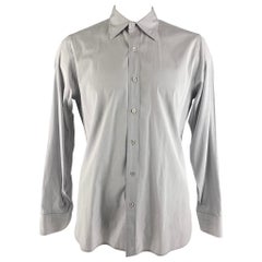 TOM FORD Talla XL Camisa gris de algodón de manga larga