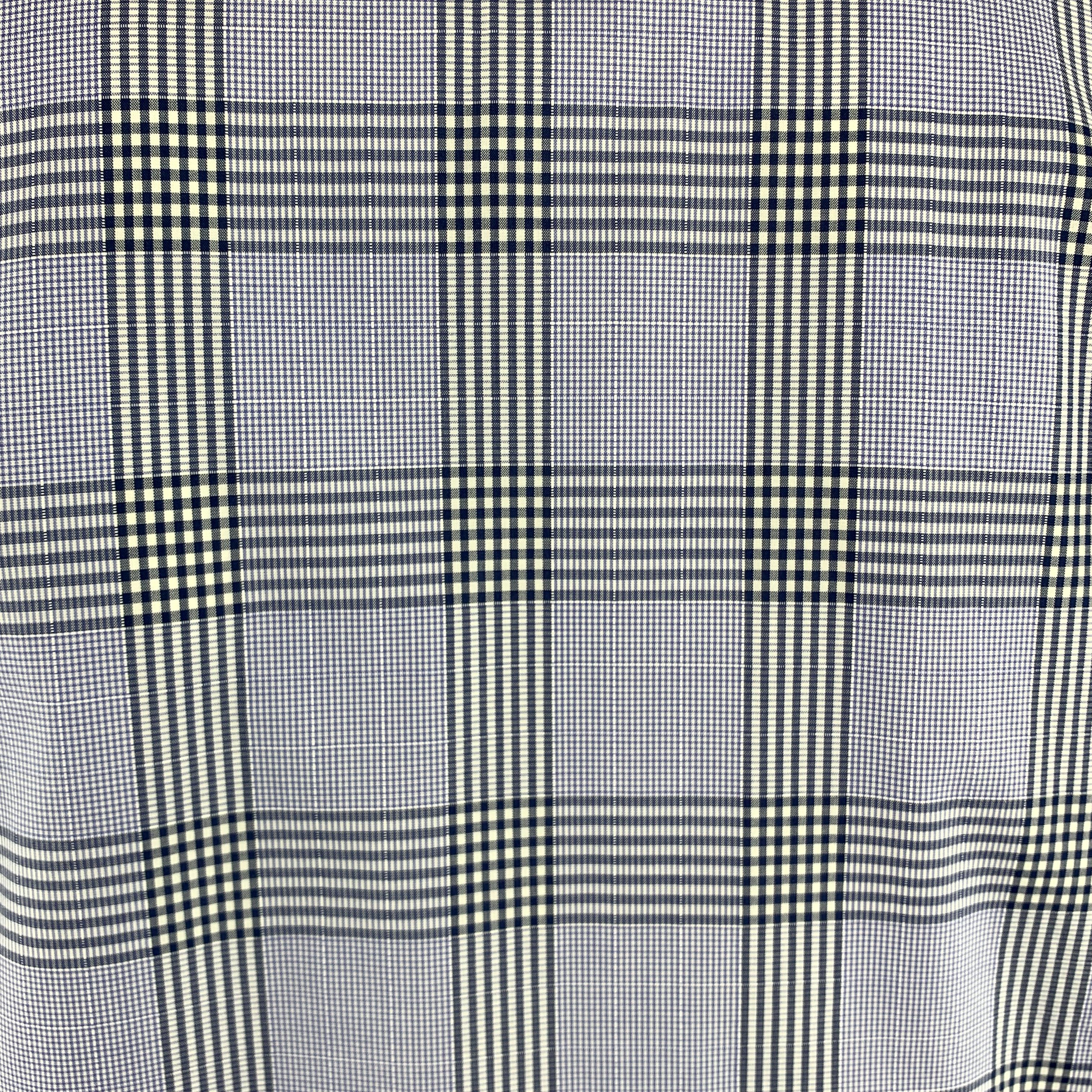 Men's TOM FORD Size XL Light Blue & Navy Plaid Cotton Long Sleeve Shirt