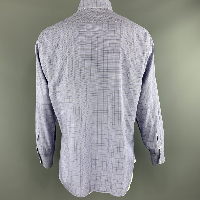 TOM FORD Size XL Brown & White Micro Plaid Cotton Button Up Long Sleeve Shirt main image 0