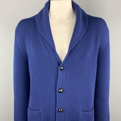 TOM FORD Size XL Navy Knitted Merino Wool Shawl Collar Cardigan