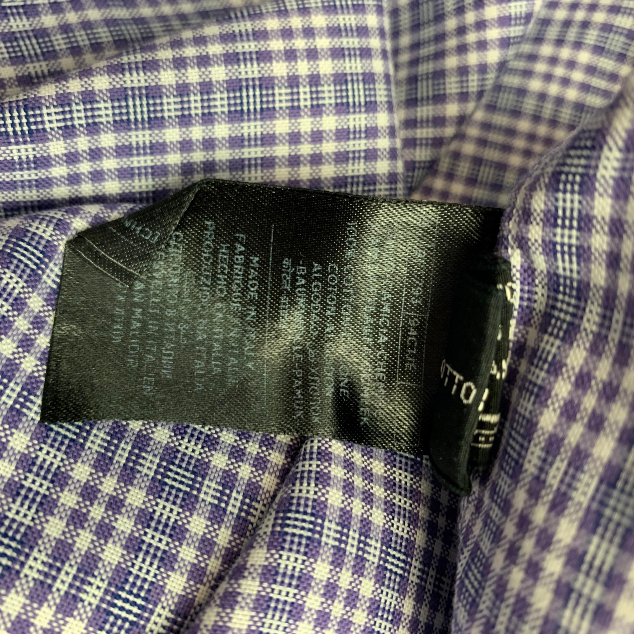 TOM FORD Size XL Navy & White Plaid Cotton Button Up Long Sleeve Shirt In Good Condition In San Francisco, CA