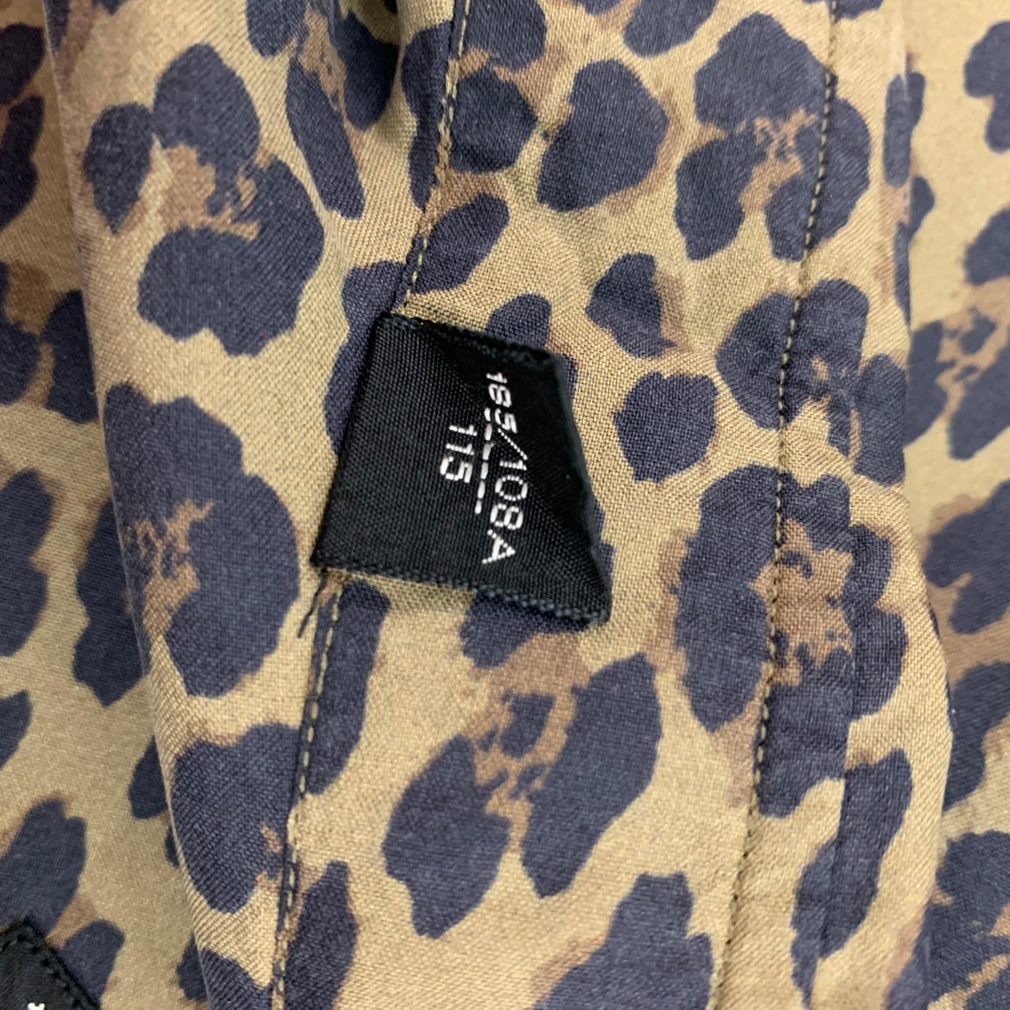TOM FORD Size XL Olive Black Brown Animal Print Silk Long Sleeve Shirt In Good Condition In San Francisco, CA