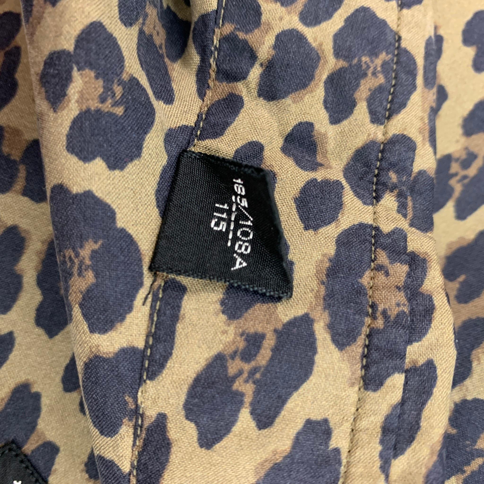 TOM FORD - Chemise à manches longues en soie imprimée d'animaux, noire, olive et marron, taille XL 1