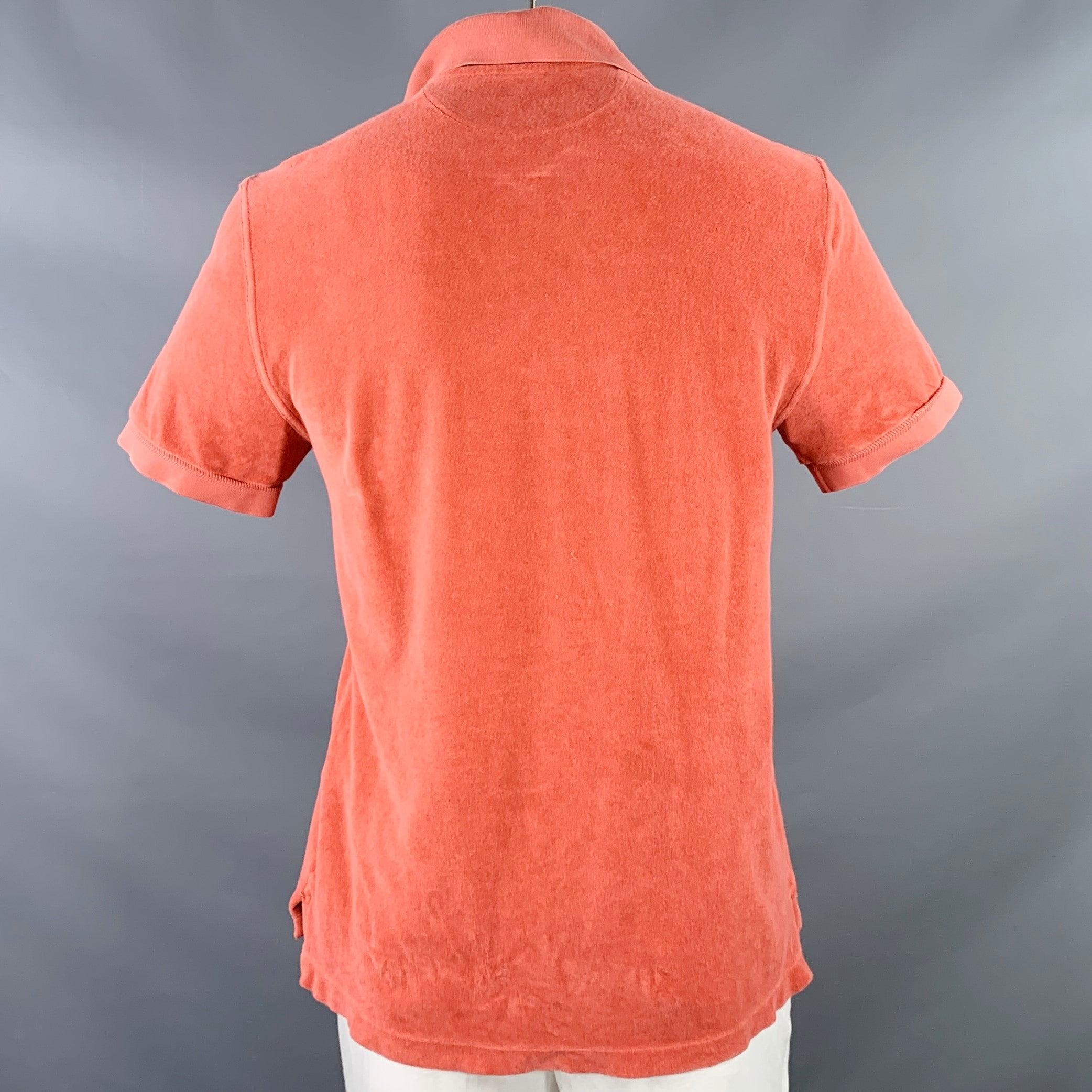 TOM FORD Size XL Orange Terry Cotton Blend Short Sleeve Polo In Good Condition For Sale In San Francisco, CA