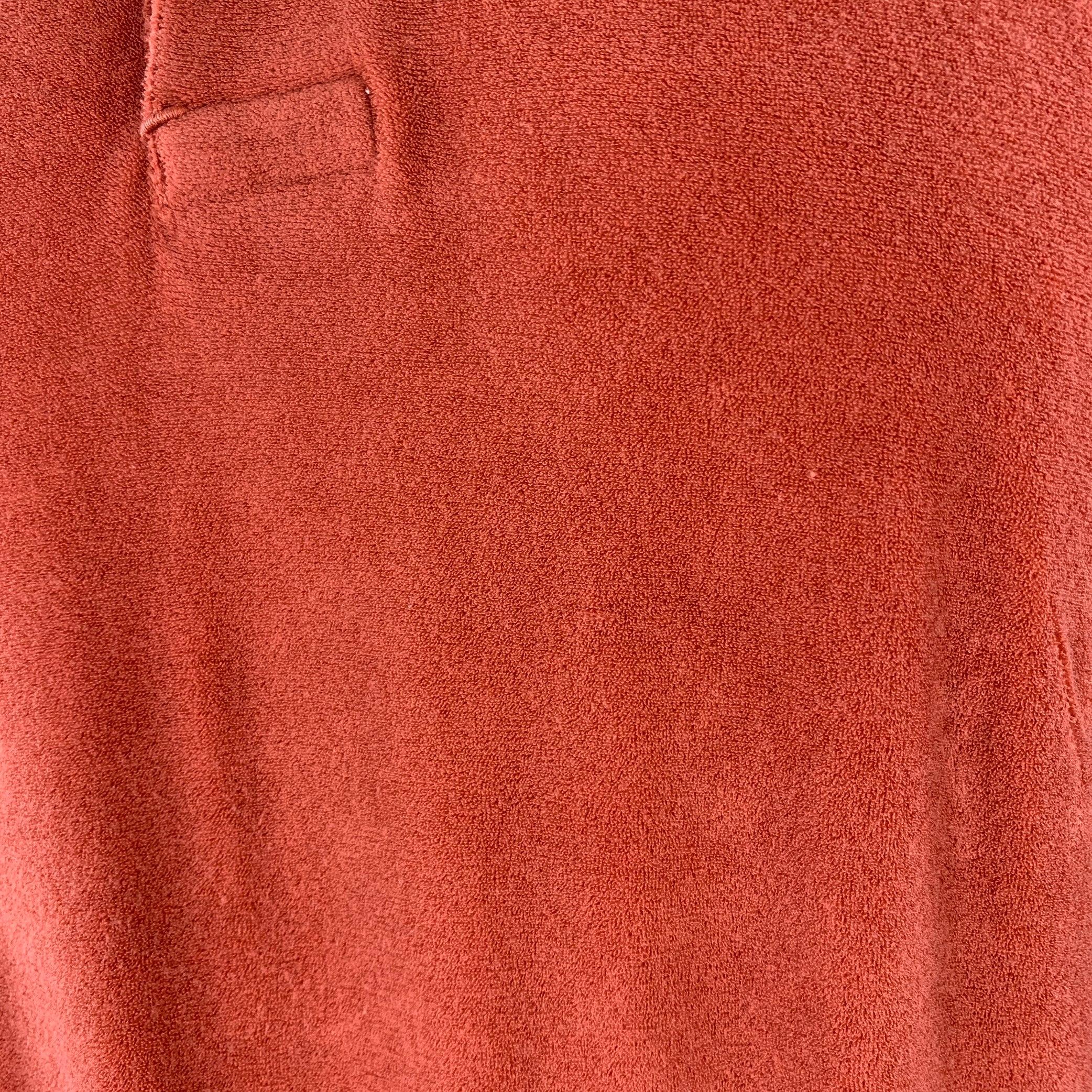 TOM FORD Size XL Orange Terry Cotton Blend Short Sleeve Polo For Sale 1
