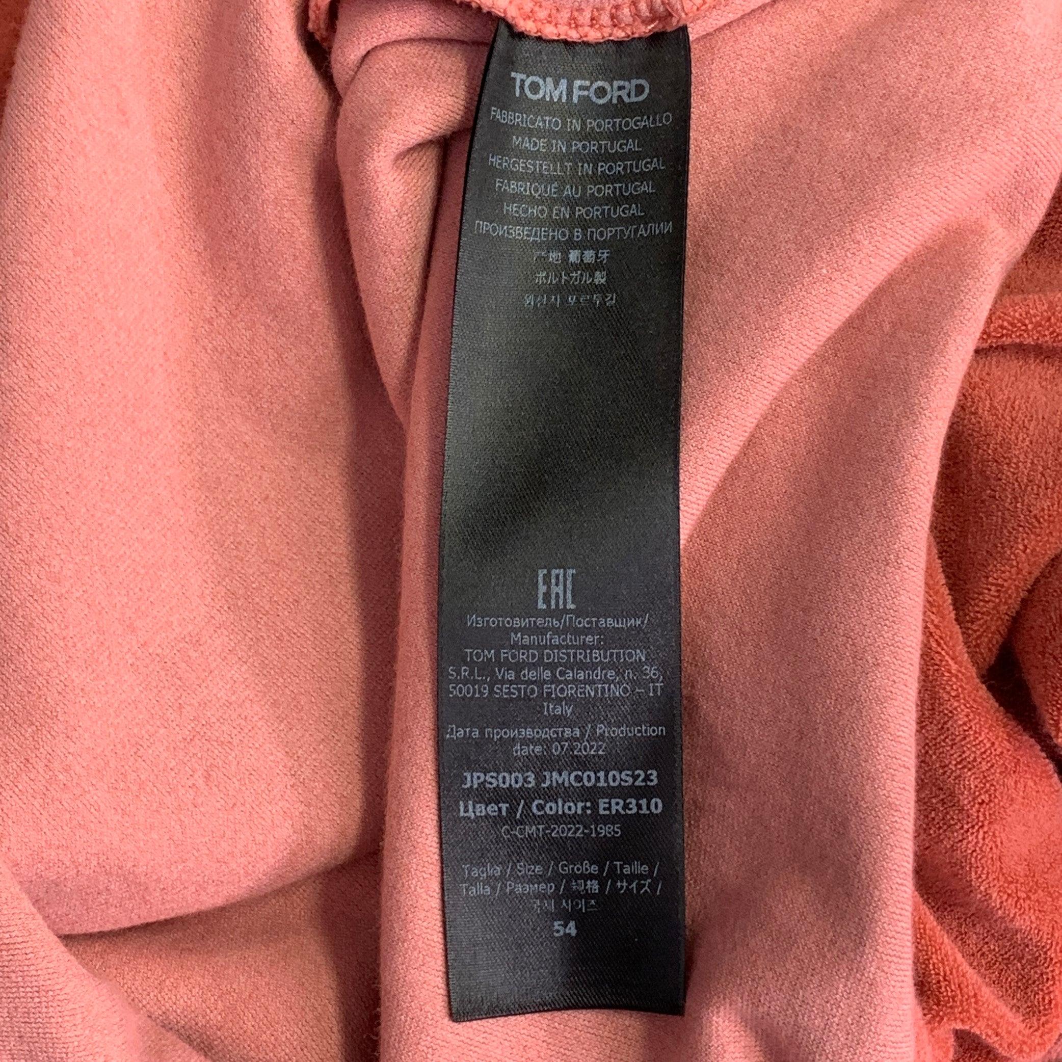 TOM FORD Size XL Orange Terry Cotton Blend Short Sleeve Polo For Sale 4