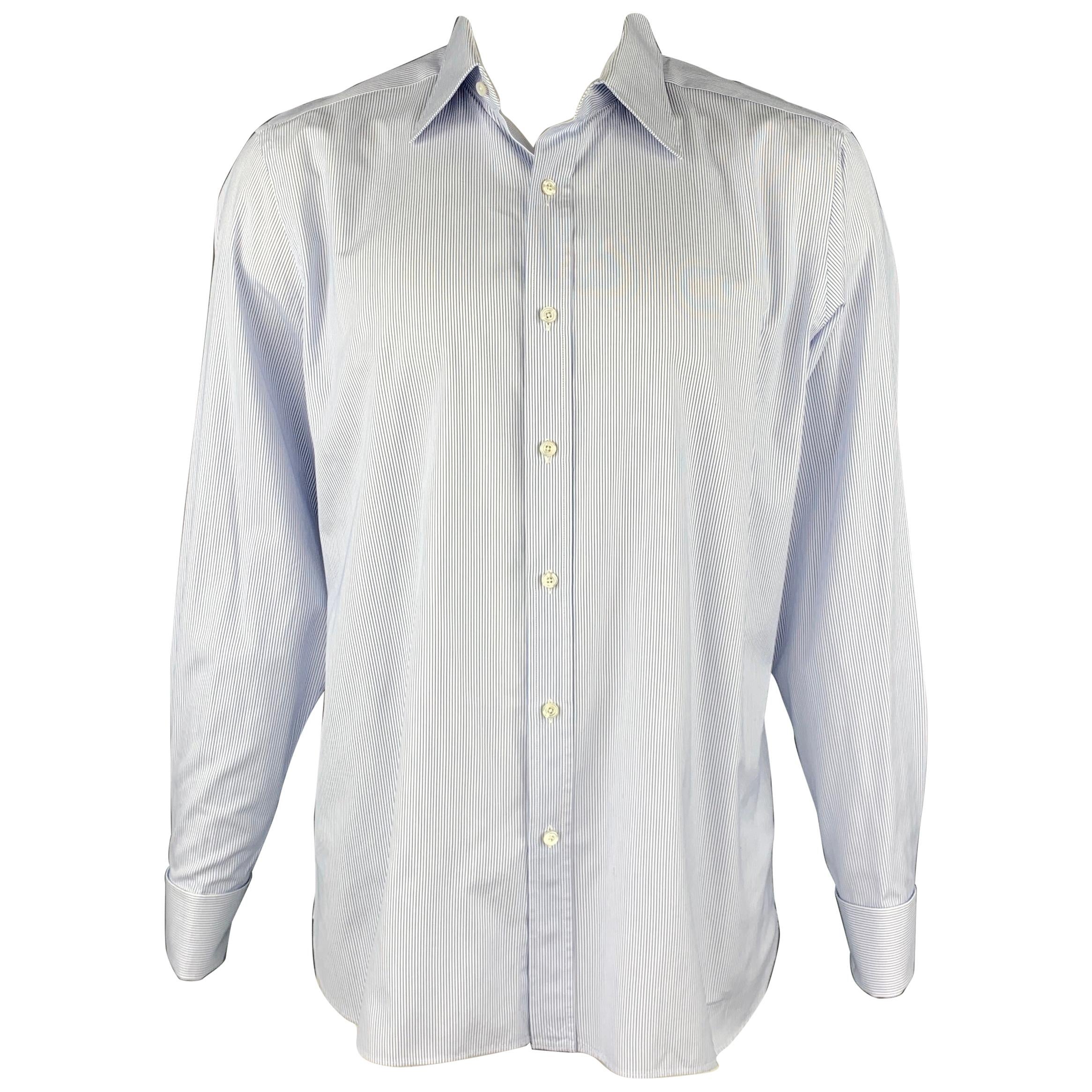 TOM FORD Size XL Grey and White Checkered Cotton Button Up Long Sleeve ...