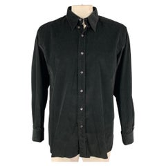 TOM FORD Size XXL Black Corduroy Cotton French Cuff Long Sleeve Shirt