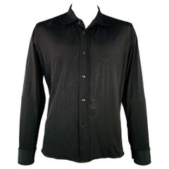 TOM FORD Size XXXL Black Viscose Blend Cutaway Long Sleeve Shirt
