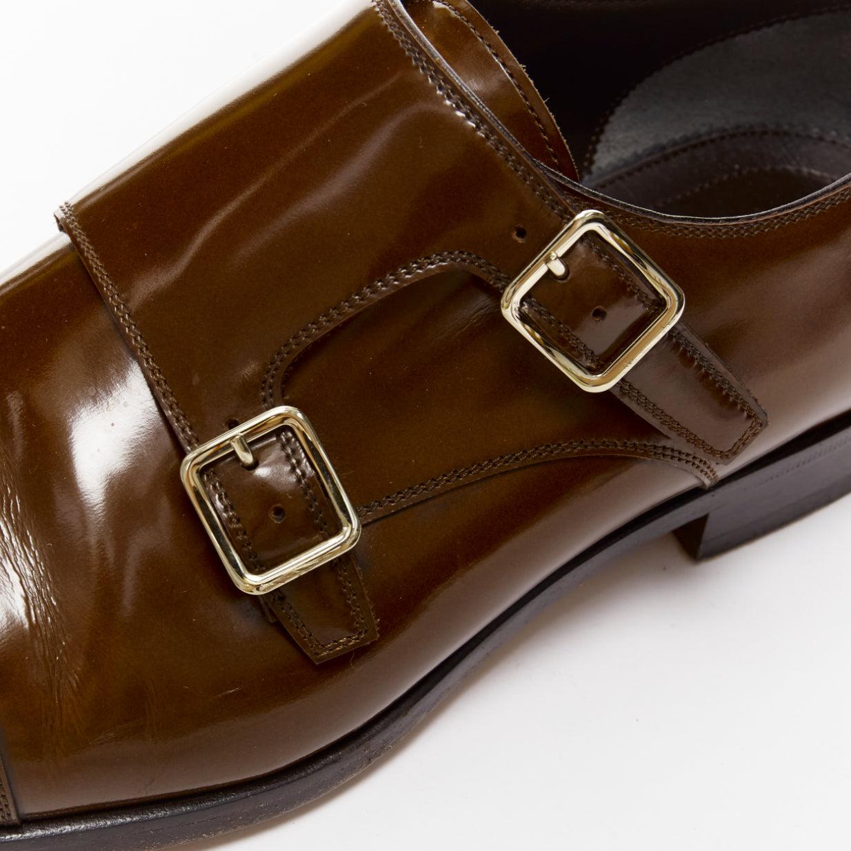 TOM FORD Spazzolato brown leather buckles monk strap loafers UK7 EU41 For Sale 2