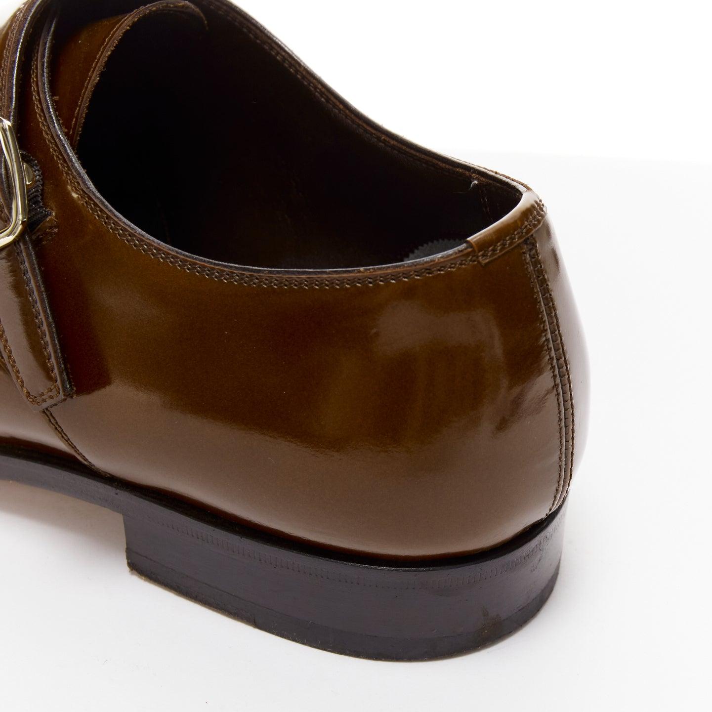 TOM FORD Spazzolato brown leather buckles monk strap loafers UK7 EU41 For Sale 3