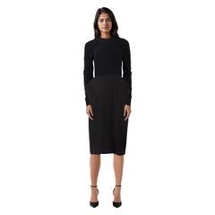 Tom Ford SS18 Black Long Sleeve Midi Dress Size XXS