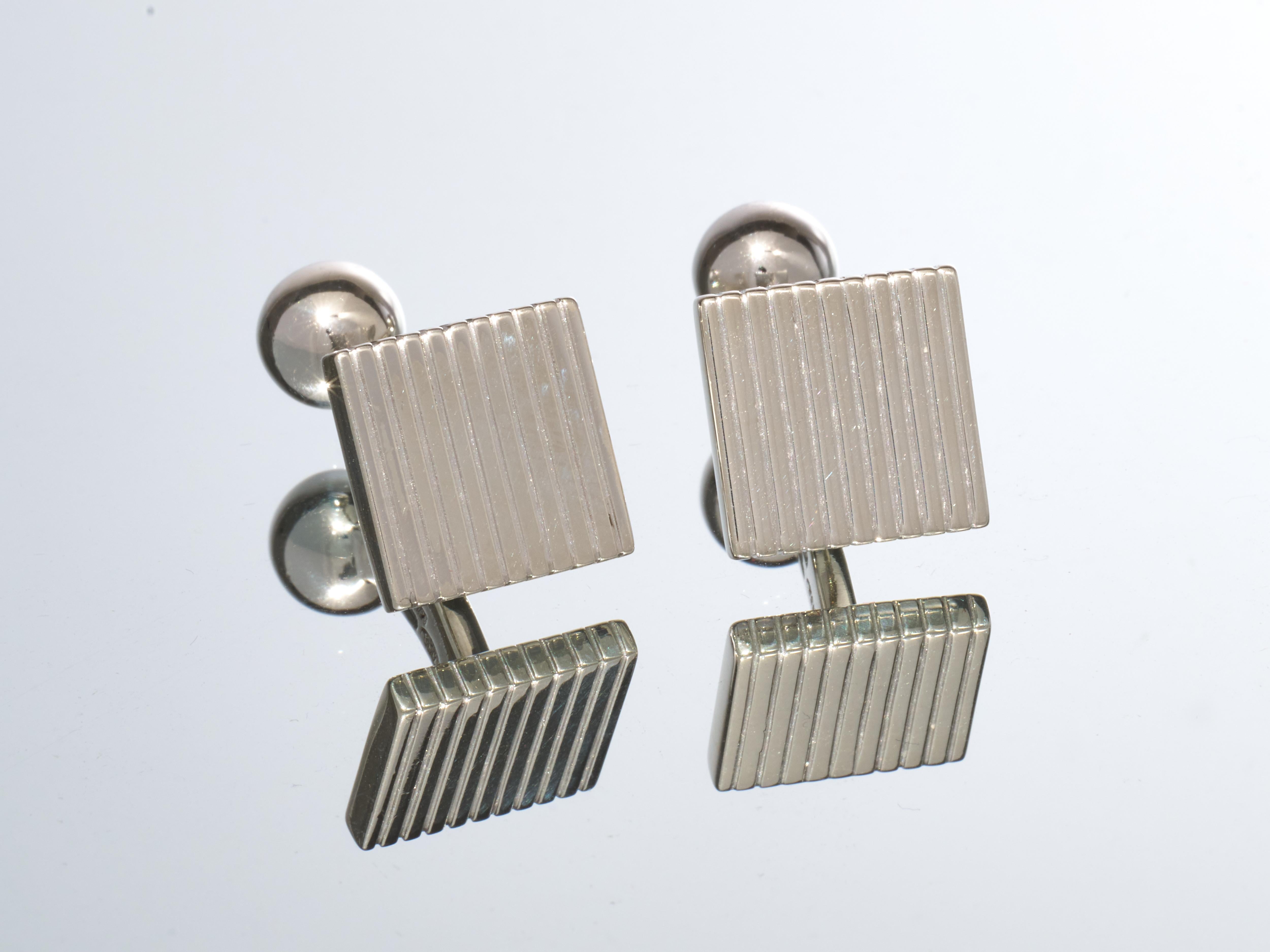 Tom Ford Sterling Silver Cufflinks Square Grooved Design With Pouch For Sale 6