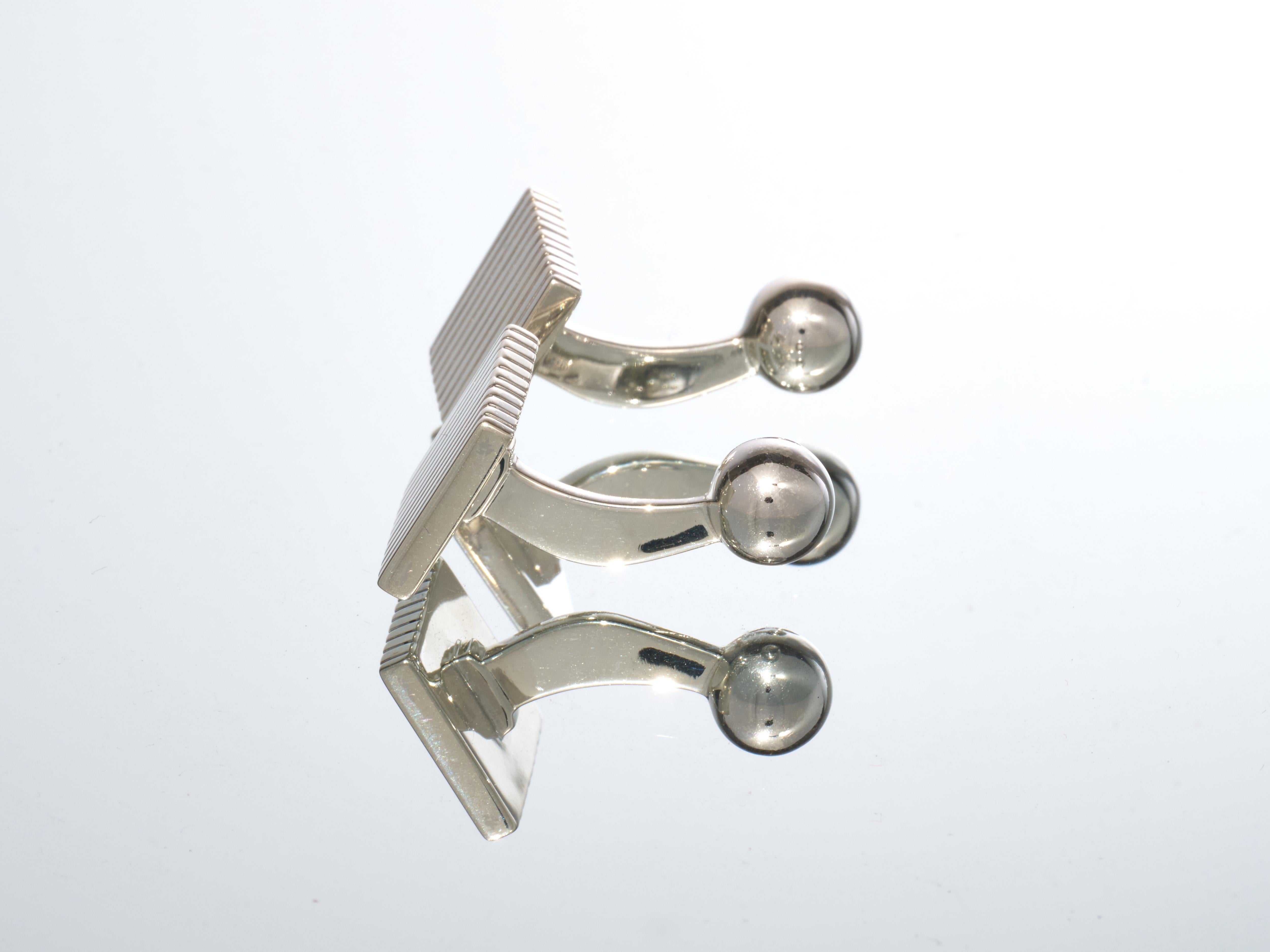 Art Deco Tom Ford Sterling Silver Cufflinks Square Grooved Design With Pouch For Sale