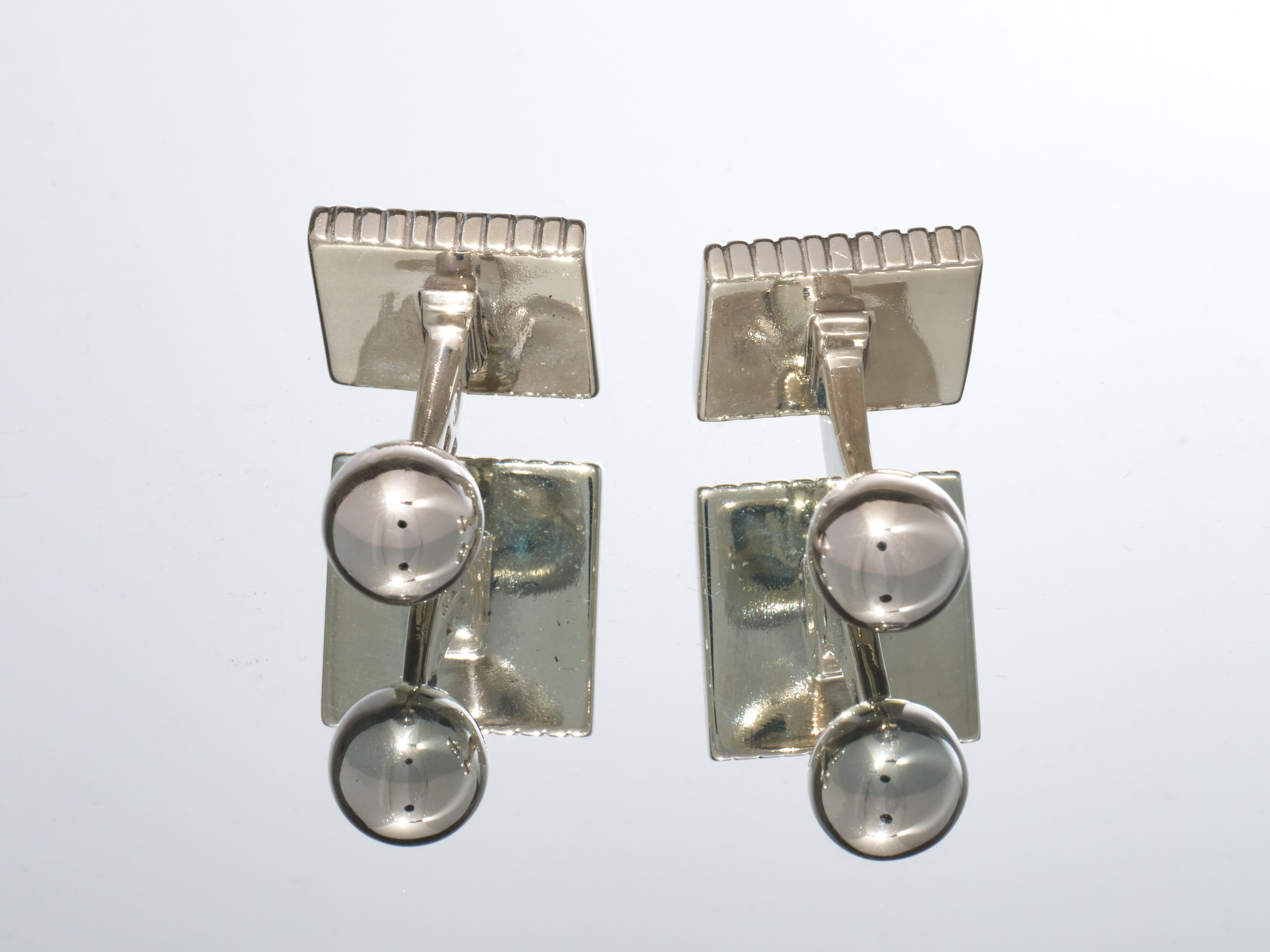 Tom Ford Sterling Silver Cufflinks Square Grooved Design With Pouch For Sale 1