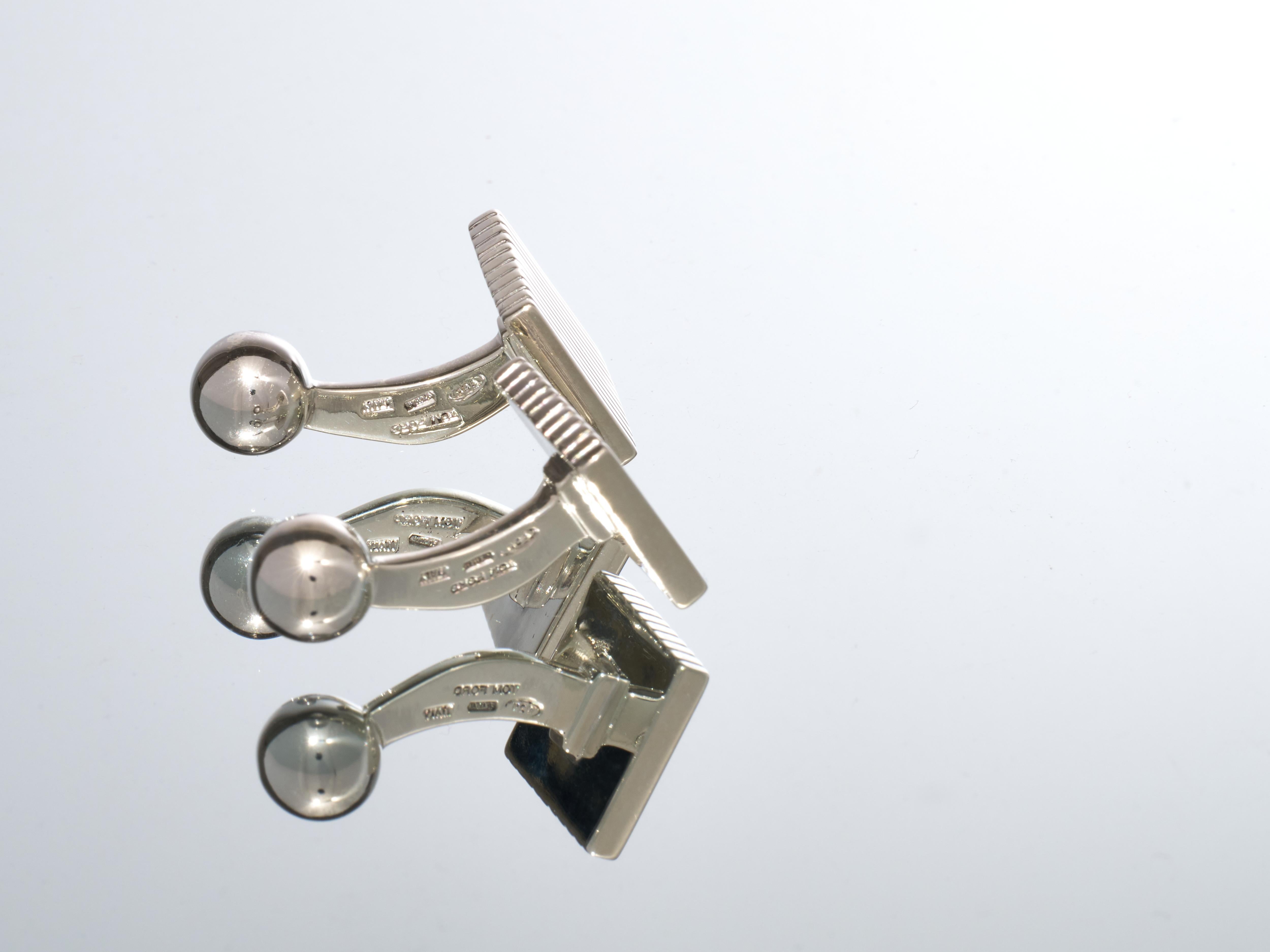 Tom Ford Sterling Silver Cufflinks Square Grooved Design With Pouch For Sale 2