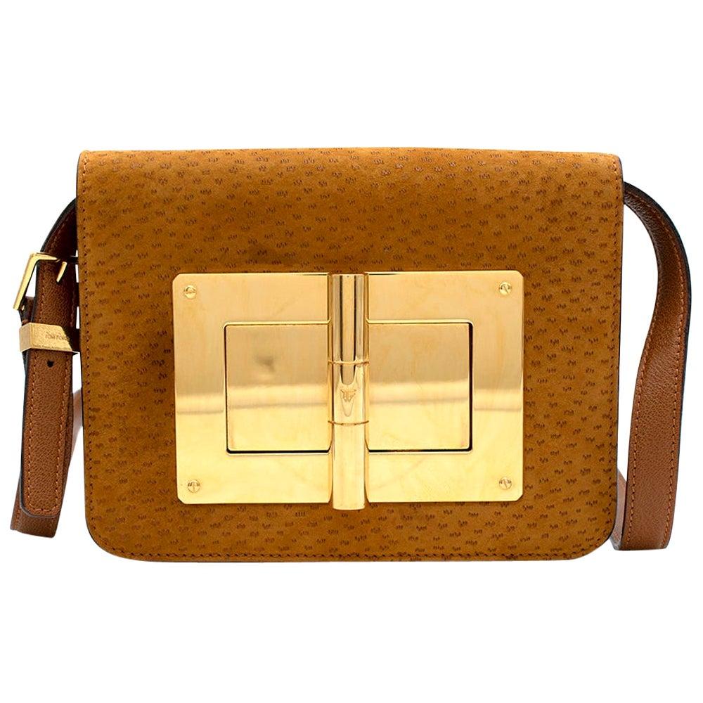 Tom Ford Tan Textured Suede Natalia Bag For Sale