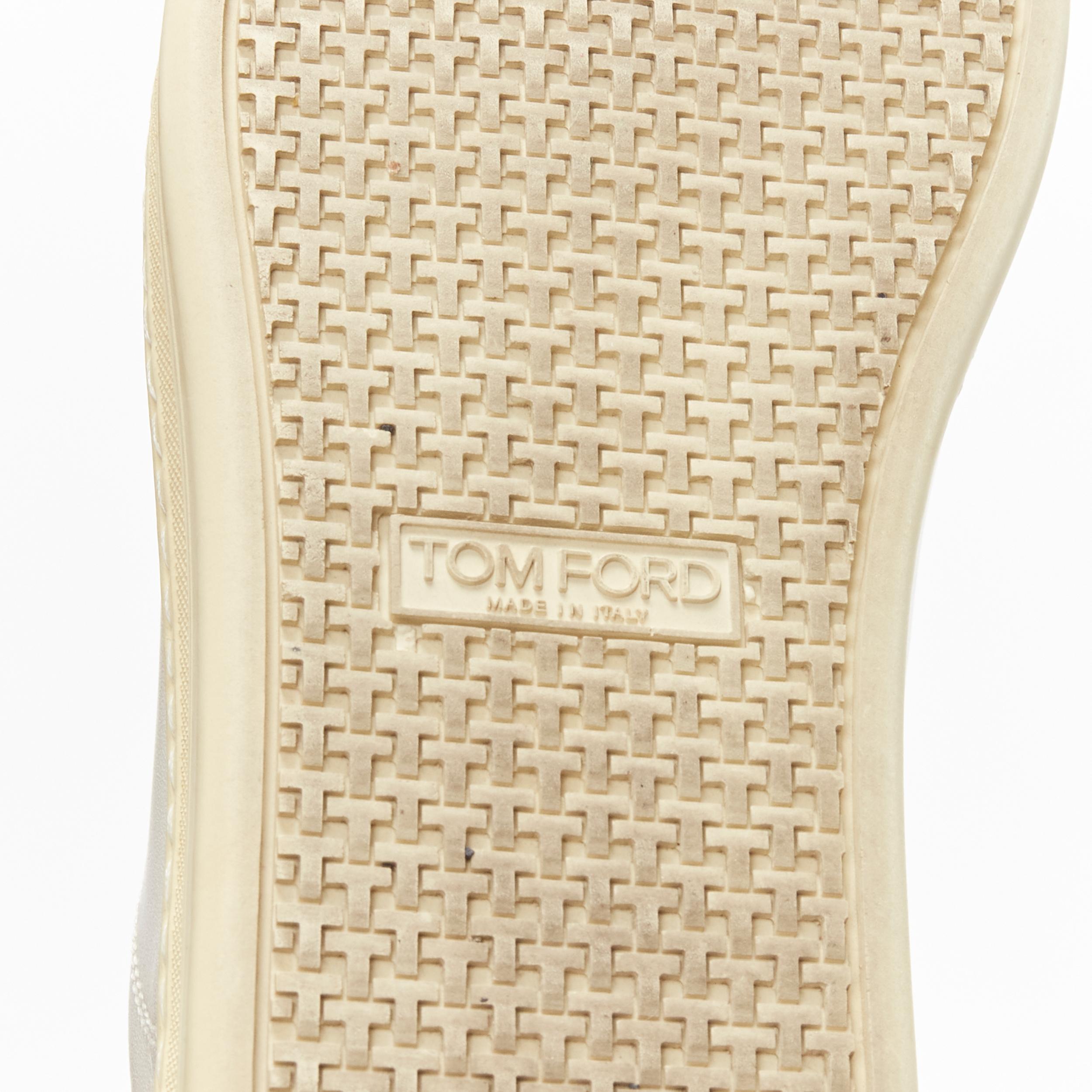 TOM FORD TF logo cream stiff leather minimal classic lace up sneakers EU36 For Sale 5