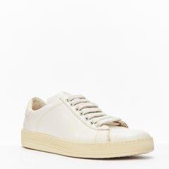 TOM FORD TF logo cream stiff leather minimal classic lace up sneakers EU36