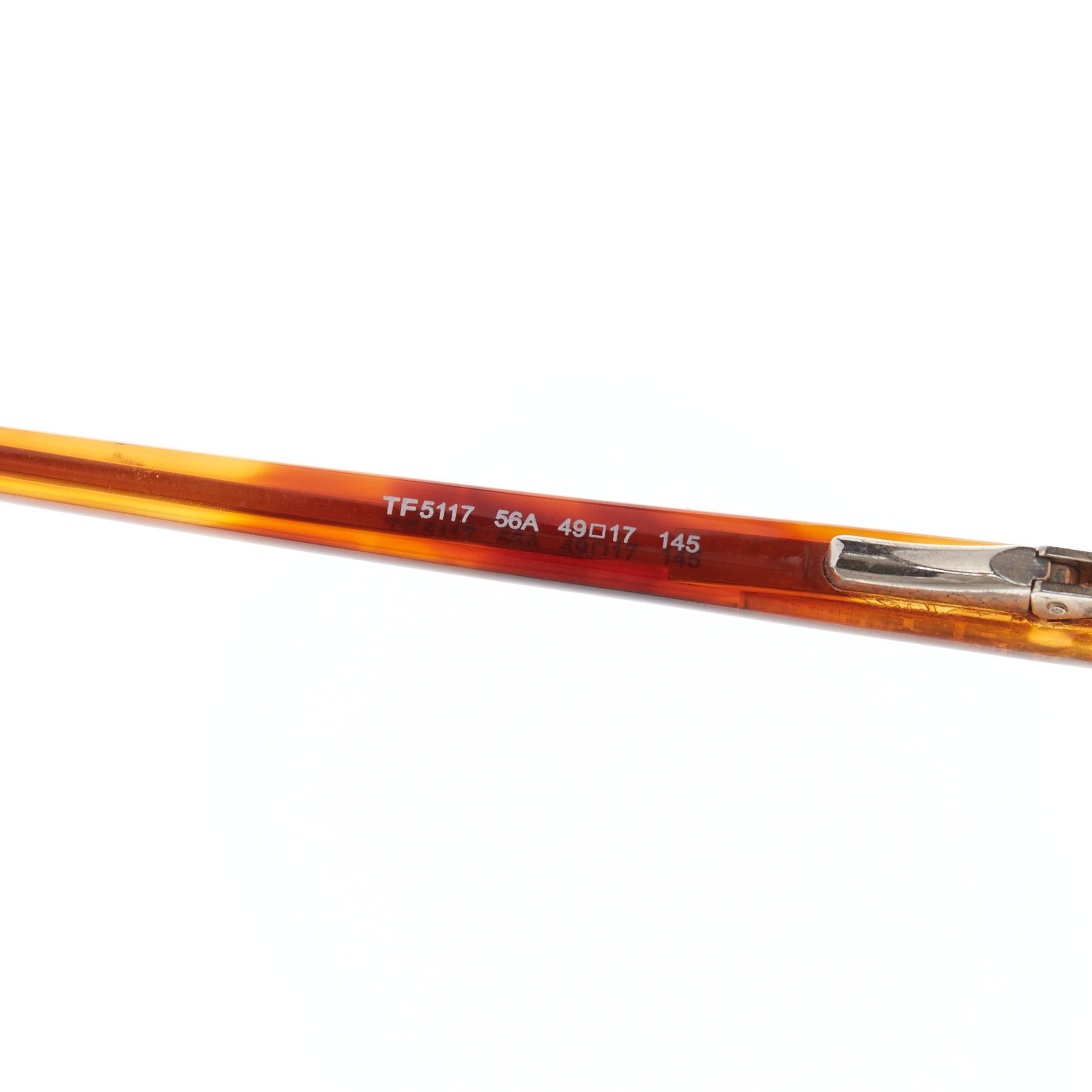 Tom Ford TF5117 occhiali da lettura con mezza sfera in tartaruga marrone in vendita 2
