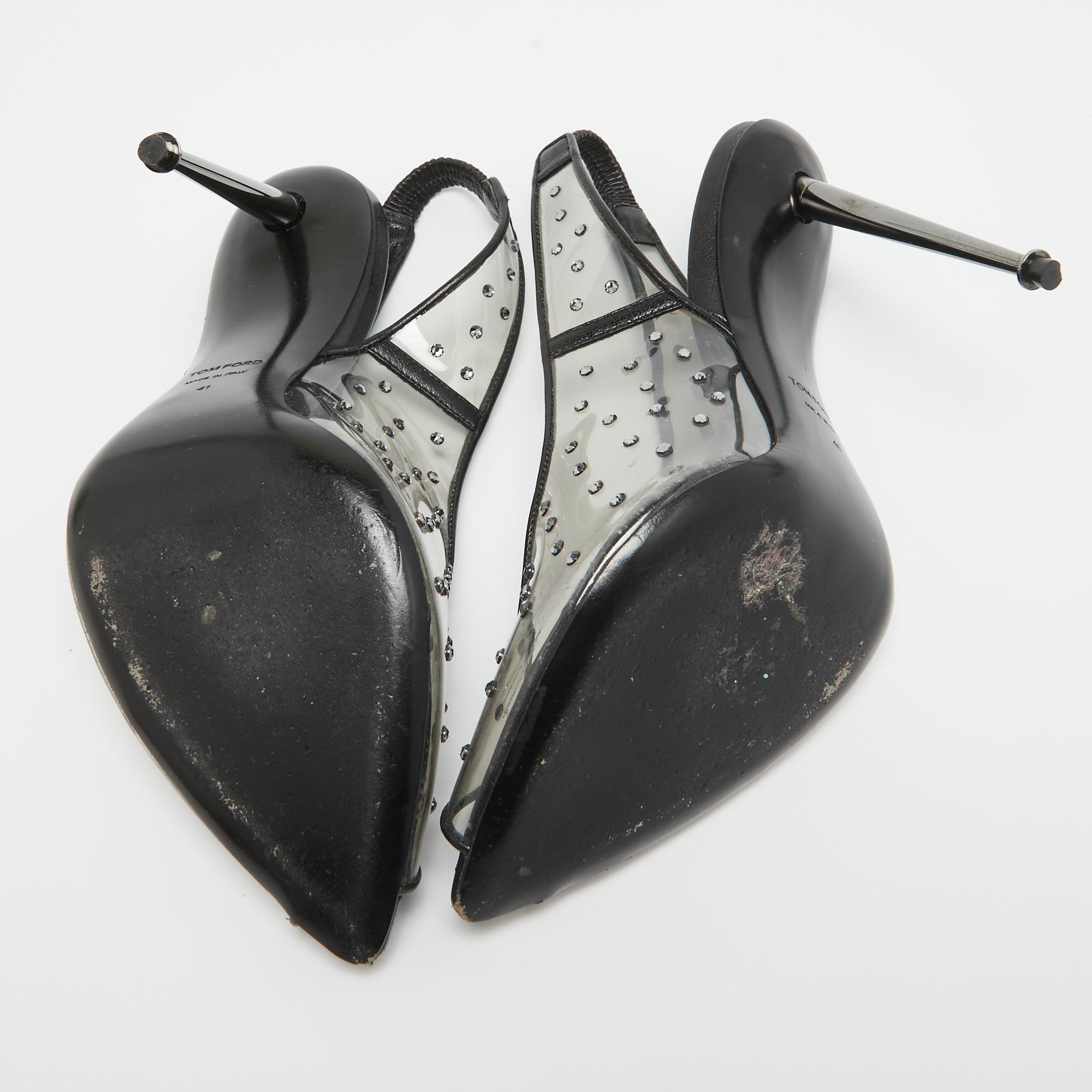 Tom Ford escarpins à talons à pois en PVC transparent/noir, taille 41 en vente 1