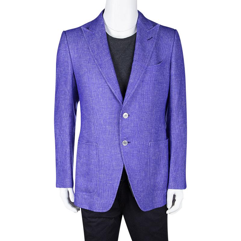Purple Tom Ford Two Tone Linen Regular Fit Blazer L