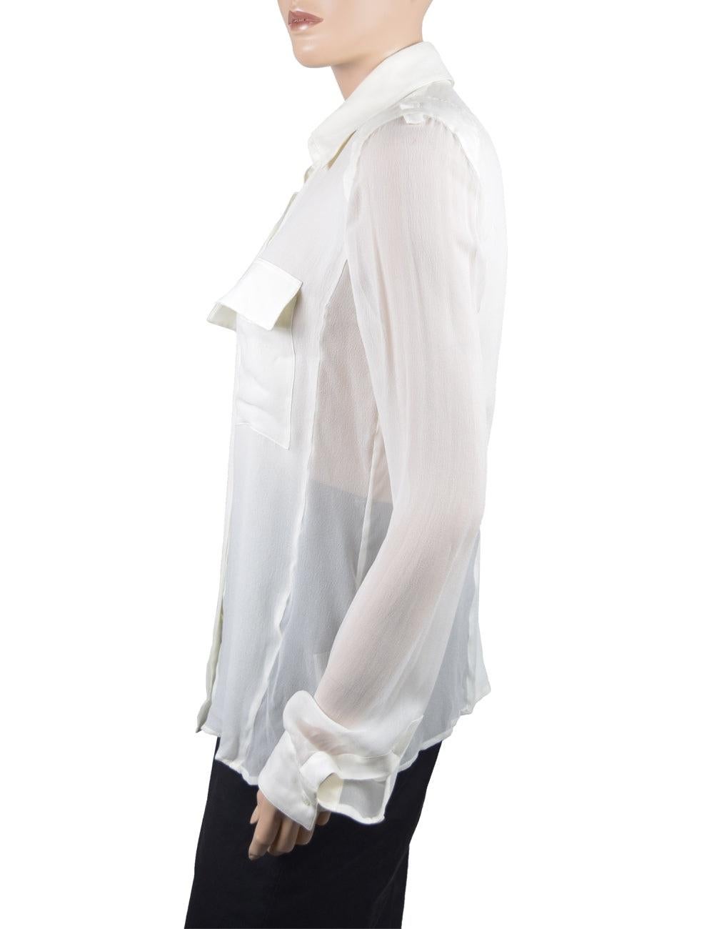 Tom Ford White Sheer Sleeve Silk Button Up Blouse

Additional information:
Material: Silk
Size: IT 44
Overall Condition: Excellent