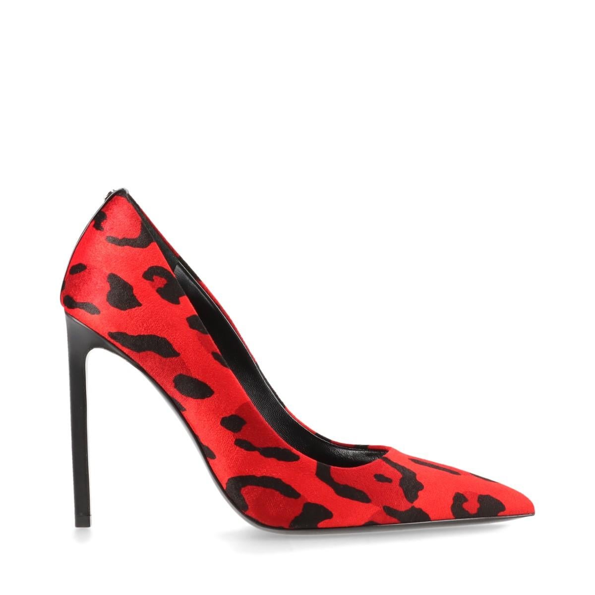 Women's Tom Ford Velour Leather Leopard Pump Red x Black For Sale