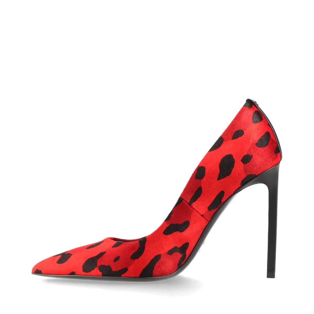 Tom Ford Velour Leather Leopard Pump Red x Black For Sale 1