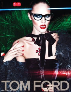 TOM FORD VINTAGE PATE DE VERRE NECKLACE with CROSS and RED STONES