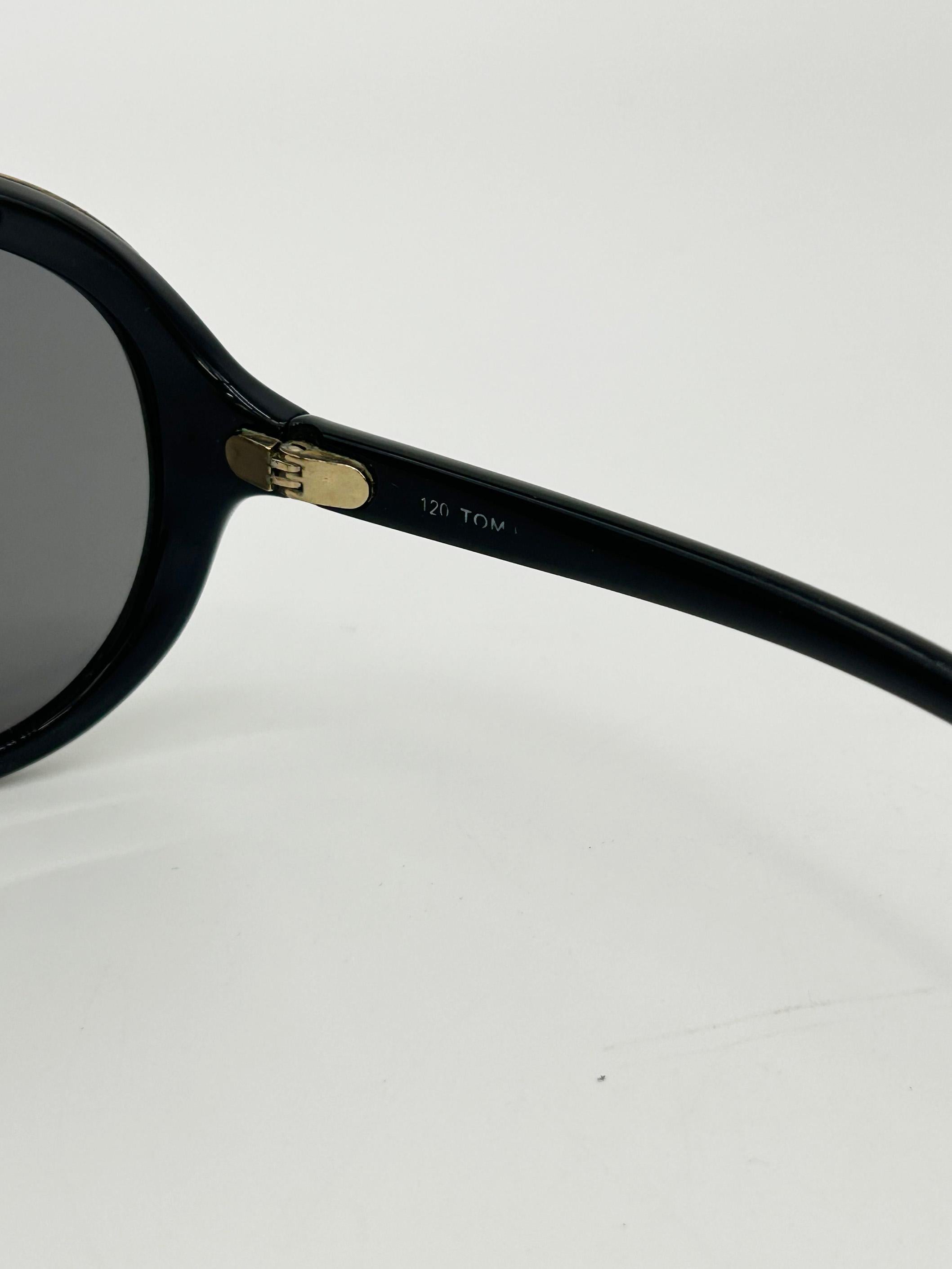 Tom Ford Vintage Y2K Black and Gold Oversize Aviator Farrah