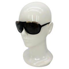 Tom Ford Vintage Y2K Black & Gold Oversize Aviator Farrah Sunglasses c2000s