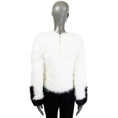 TOM FORD white & black FEATHER EMBELLISHED V-NECK Sweater 38 XS