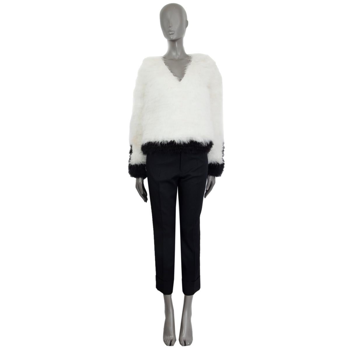 Gris Pull en V orné de cuir blanc et noir TOM FORD, 38 XS en vente
