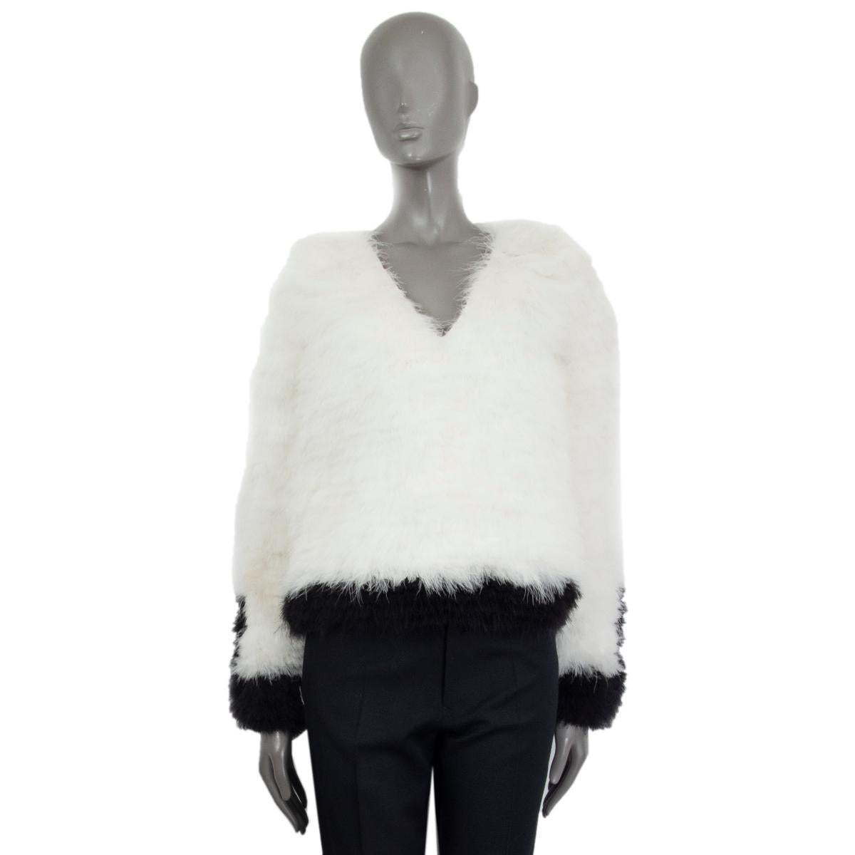 Pull en V orné de cuir blanc et noir TOM FORD, 38 XS Excellent état - En vente à Zürich, CH
