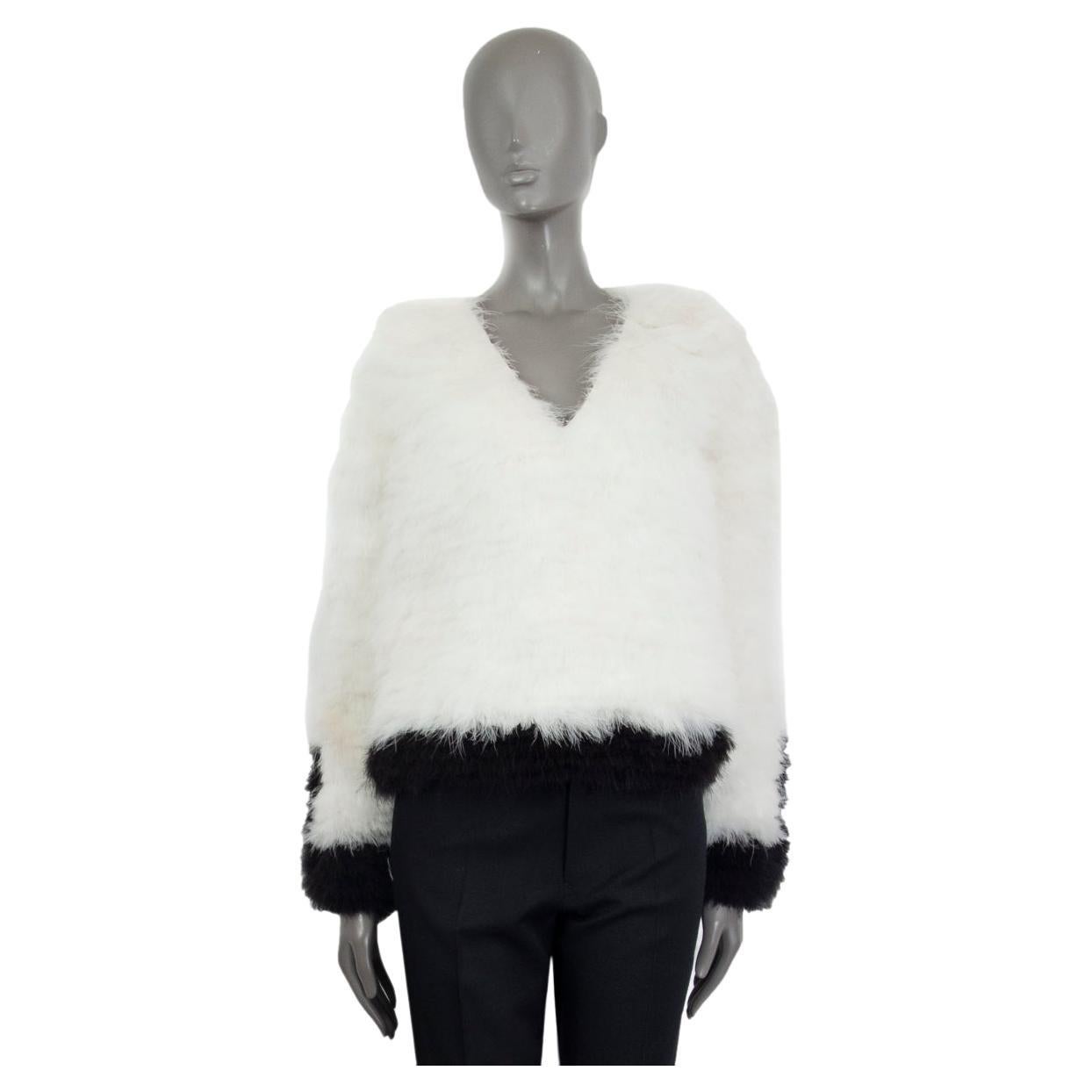 TOM FORD blanco y negro CON EMBELLECEDORES DE PIEL Suéter en V 38 XS