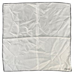 TOM FORD White Black Logo Silk Pocket Square