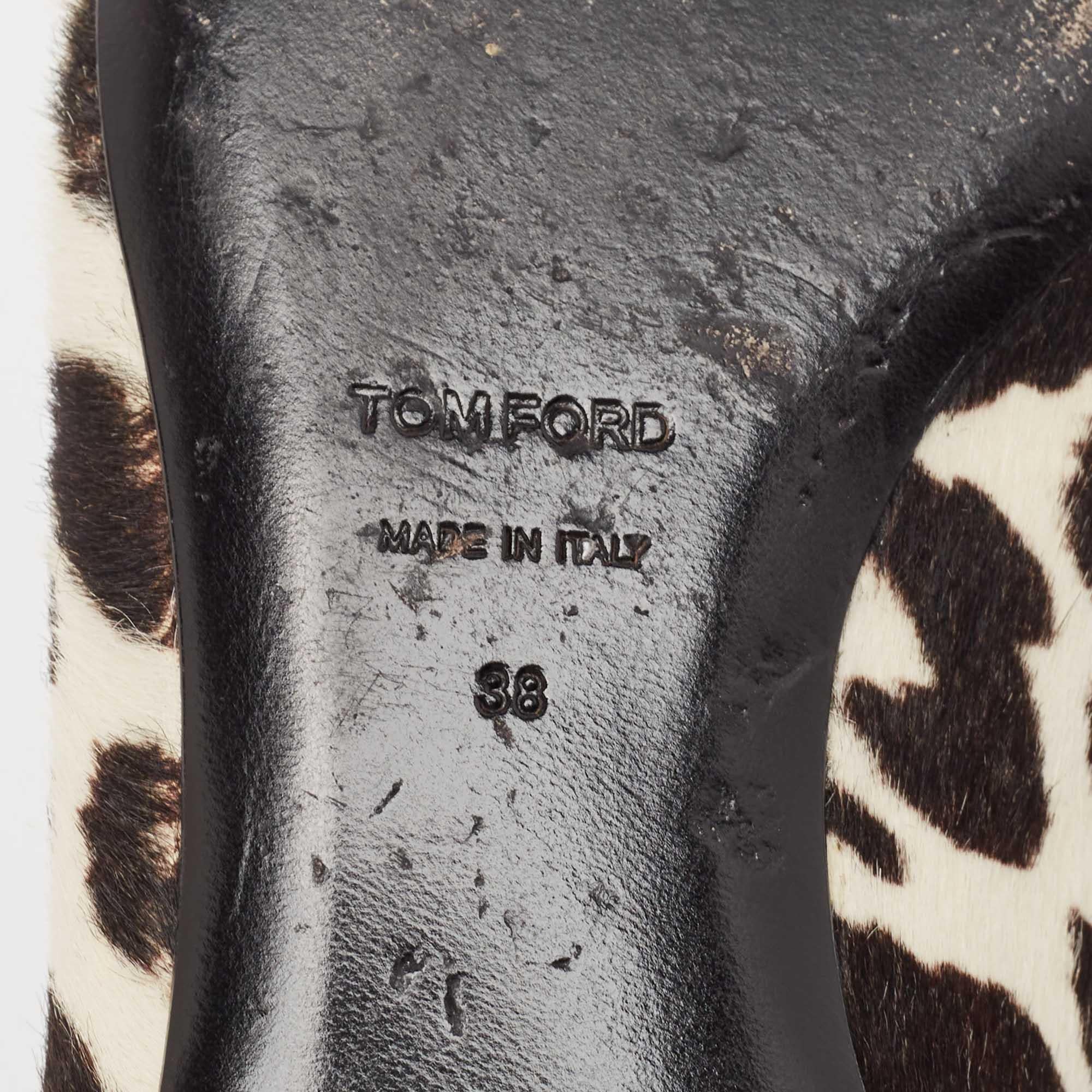 Tom Ford White/Brown Pony Hair Tassel Detail Smoking Slippers Size 38 4