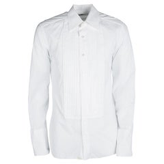 Used Tom Ford White Cotton Pintuck Detail Long Sleeve Button Front Tuxedo Shirt XL